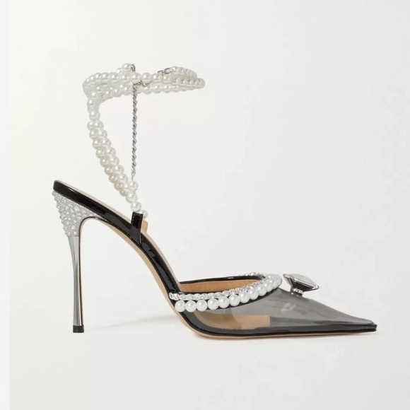 MACH & MACH Shoes - MACH & MACH NEW Diamond Of Elizabeth PVC Patent Leather Pearl Heels Size 10 US